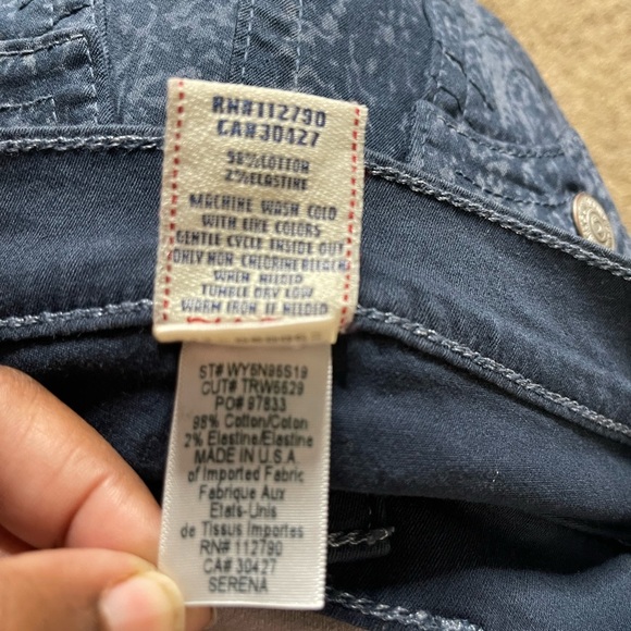 True Religion Serena navy/ blue marbling leggings / silver logo patch size 25 - Picture 11 of 11